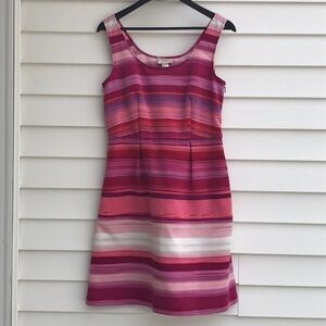 Ann Taylor pink striped fit & flare tank dress